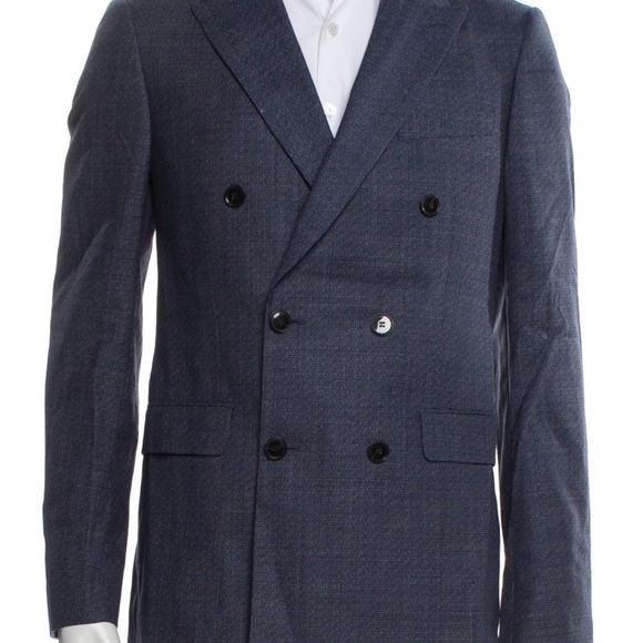 Elegant Men's Double-Breasted Suit Jacket - Picture 1 of 8